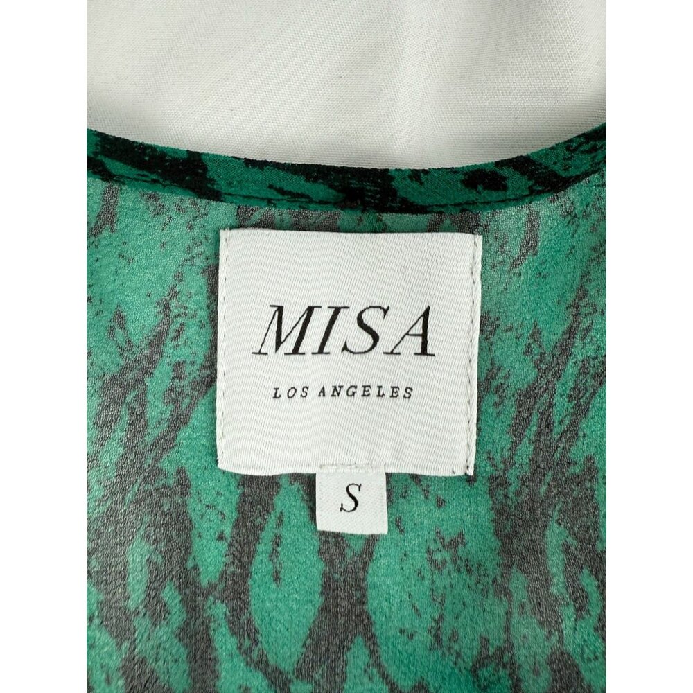 MISA Los Angeles Emerald green ruffled bell sleeve blouse Size Small - Picture 5 of 9